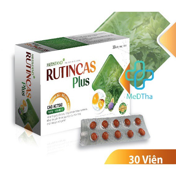 Viên uống bổ sung vitamin C Rutincas plus - Giúp giảm nhiệt miệng, bền thành mạch MEDSTAND (Hộp 30 viên) [Chính Hãng]