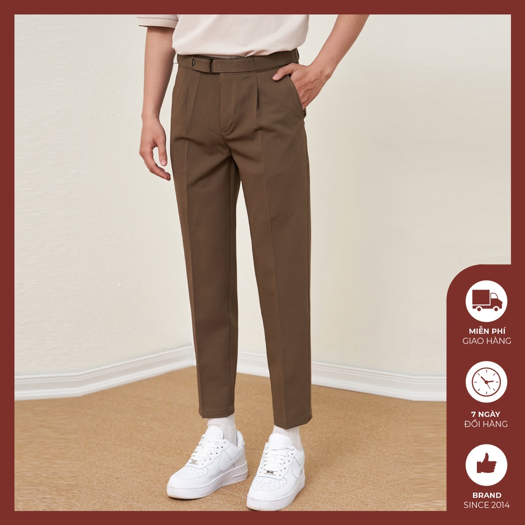 Quần âu nam Độc menswear phong cách Hàn Quốc kết hợp phối đai lưng điều chỉnh bụng cao cấp- QV144