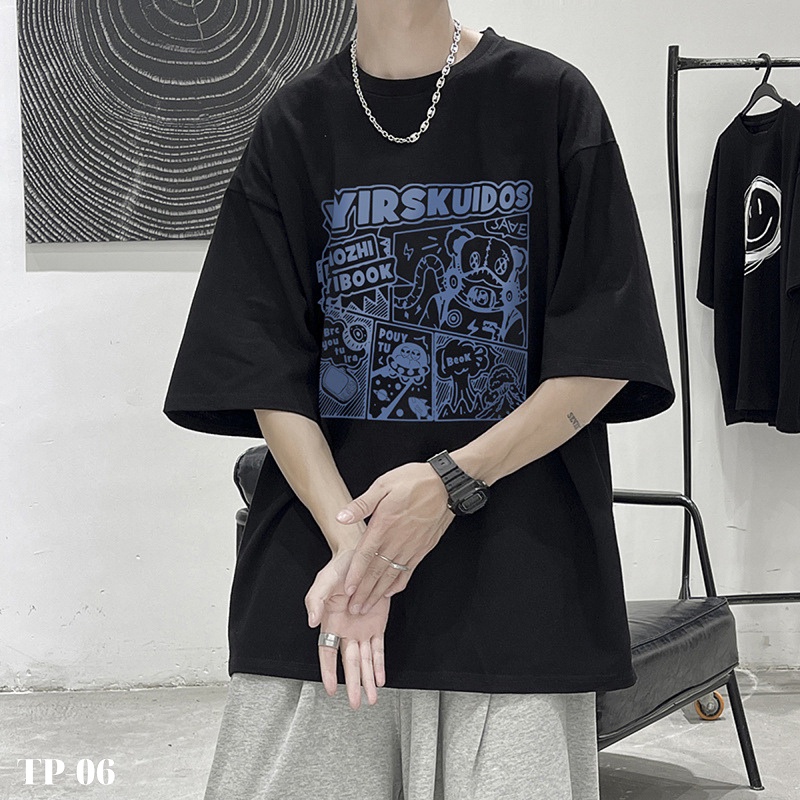 Áo thun nam nữ tay lỡ unisex oversize áo phông form rộng basic tee hình hoạt hình yirskuidos