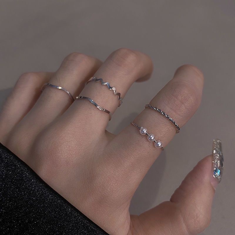 Set 5 nhẫn đơn giản nhẹ nhàng
