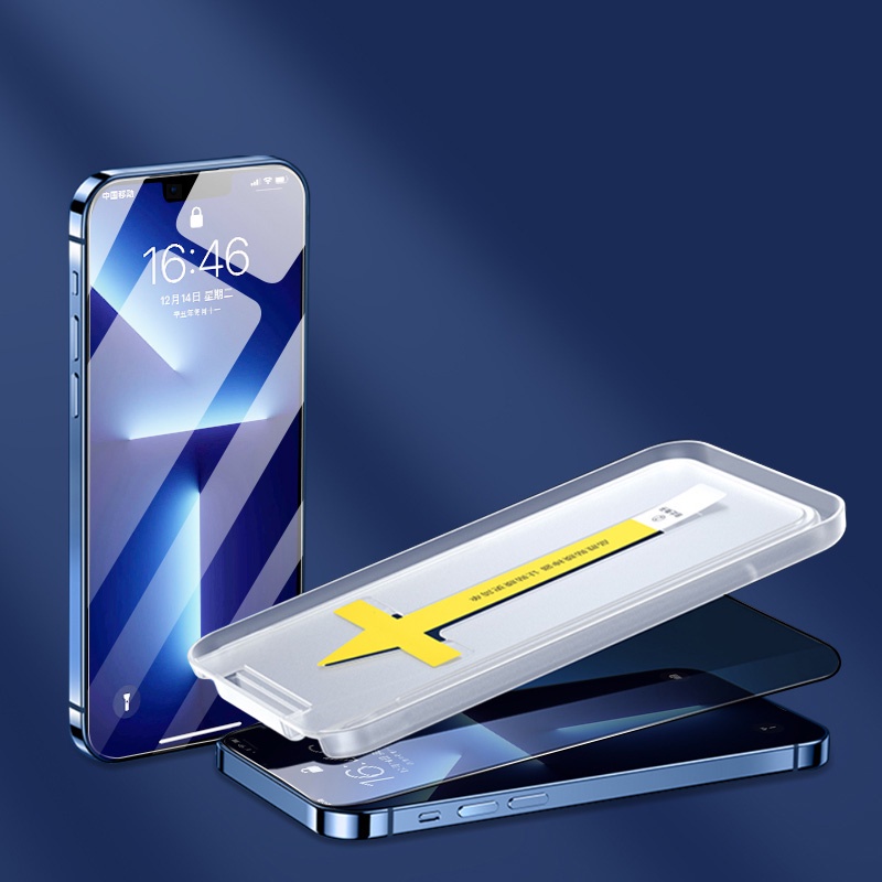 Kính cường lực chống nhìn trộm kingkong iphone xs max 11 promax 12 pro max 13 7 8 Plus X Xr khung tự dán Blue arrow