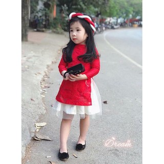 Áo dài cách tân hoa hồng nổi