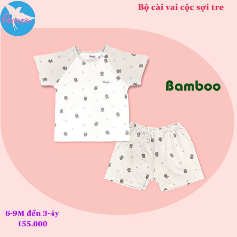 Avaler - Bộ cộc cài vai, bộ ba lỗ, sát nách cho bé 6m-4y vải sợi tre mềm mượt