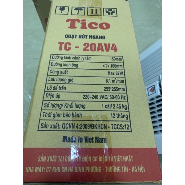 Quạt thông gió âm trần Tico TC-20AV4