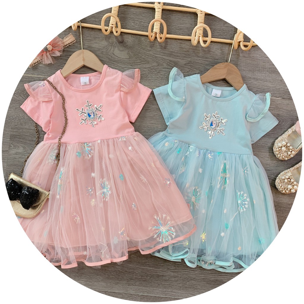 Váy Elsa Bé Gái Công Chúa Tuyết Tà Siêu Bồng Bềnh V04 AGUM MART Siêu Xinh Cho Bé Từ 9-27KG