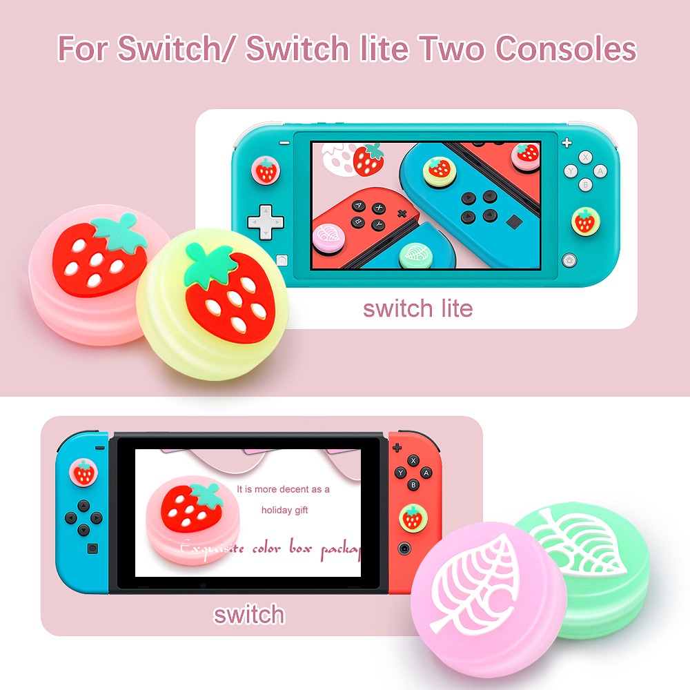 Set 2 Nắp Đậy Nút Bấm Phát Sáng Dễ Thương Cho Tay Cầm Chơi Game Nintendo Switch Lite