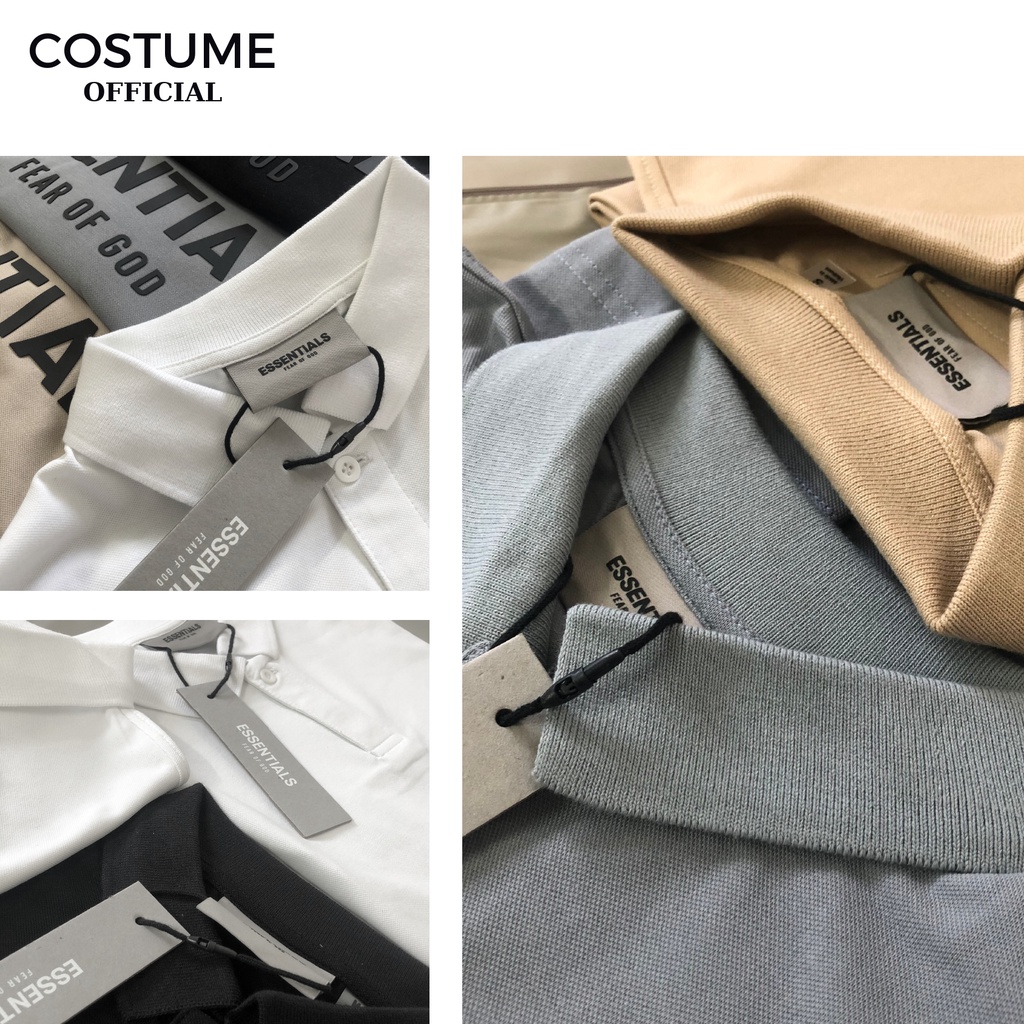 Áo thun polo unisex cao cấp, áo phông nam nữ có cổ from rộng, cotton x sợi vải dệt co giãn 4 chiều SS21 Essentials Polo.