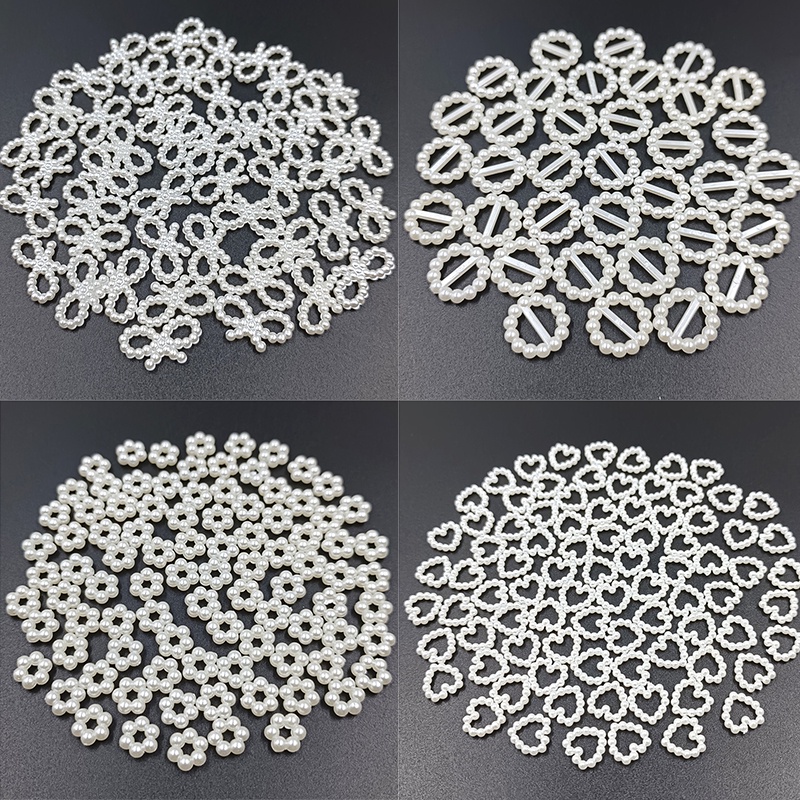 Bộ 40 Hạt Ngọc Trai Trắng Hình Ngôi Sao/ Trái Tim/ Bông Hoa Bằng ABS Dùng Làm Trang Sức Thủ Công