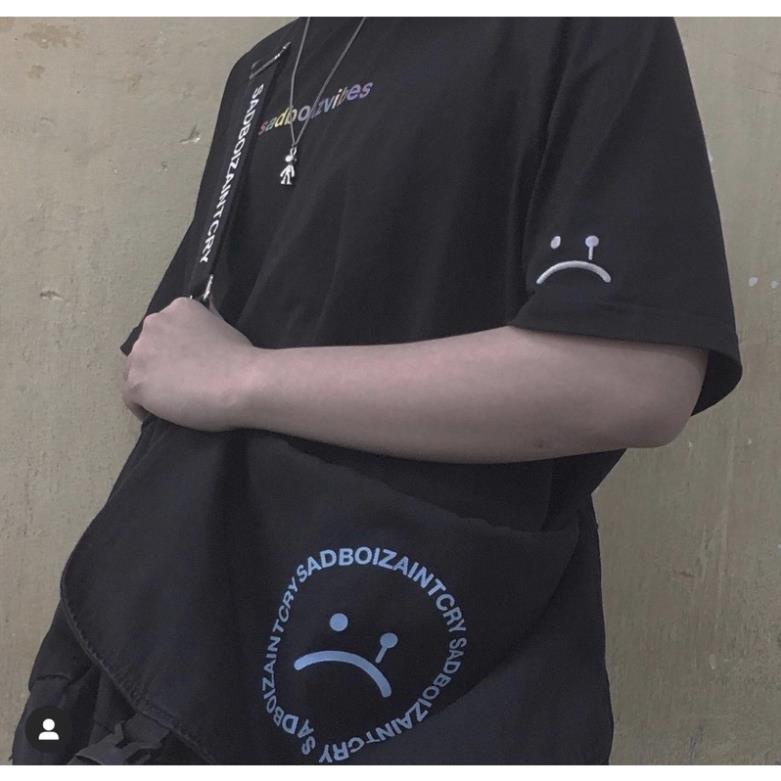 Áo thun sad boiz SIGNATURE nam nữ full tag hình thêu mặt cười unisex nam nữ