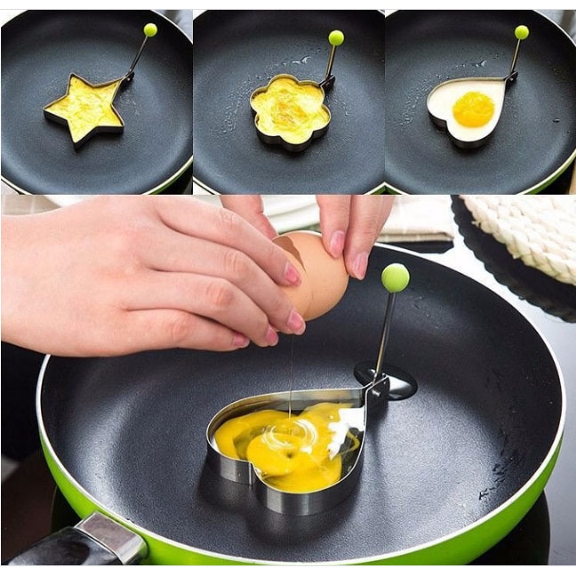 Khuôn chiên đúc trứng làm bánh tạo hình cơm đa năng inox nhiều hình-Tặng màn bọc có chun