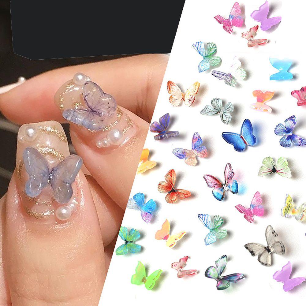 Phụ Kiện Trang Trí Móng Tay Hình Bướm 3D Bằng Resin Màu Gradient Thời Trang|Phụ Kiện Trang Trí Móng Tay DIY Xinh Xắn