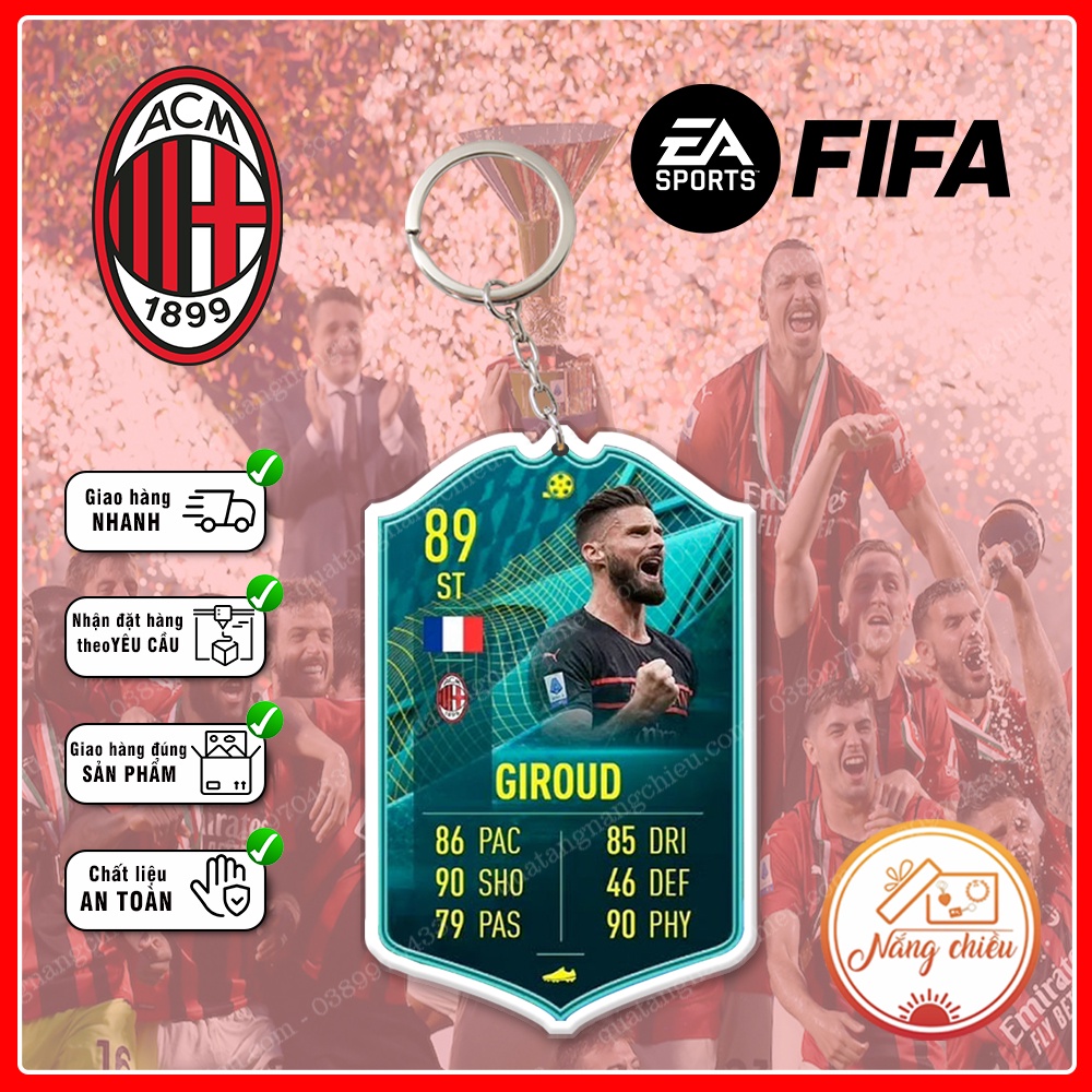 Móc khóa CLB AC MIilan, Móc khóa thẻ cầu thủ - Thiết kế với mọi nhân vật ☘️MÓC KHÓA THẺ CẦU THỦ☘️