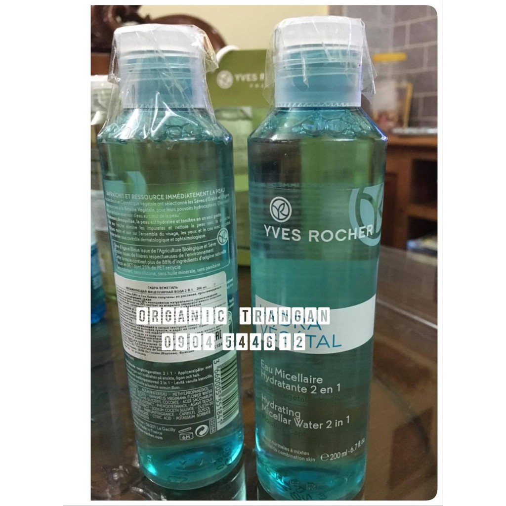 Nước Tẩy Trang và Toner Yves Rocher Hydra Vegetal Hydrating Micellar Water 2 In 1-200ml