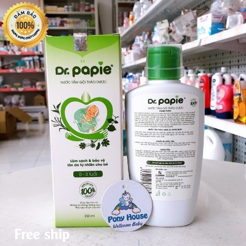 Nước Tắm Thảo Dược Dr.Papie Cho Bé Giúp Ngăn Ngừa Và Giảm Các Vấn Đề Về Da 250ml