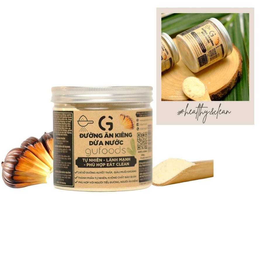Đường dừa nước ăn kiêng GUfoods - Chiết xuất dừa nước tự nhiên, Chỉ số đường huyết thấp, Giàu muối khoáng (90g/220g)