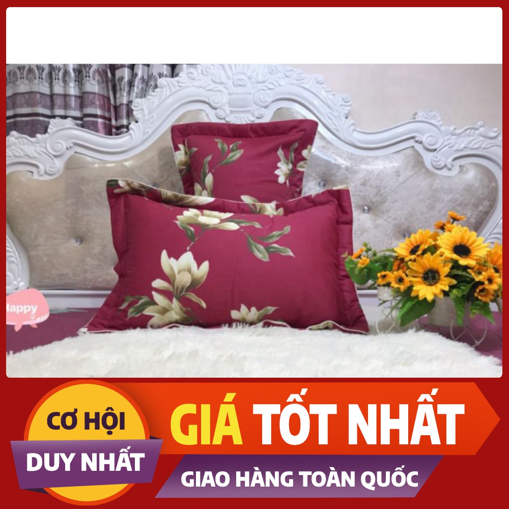 Đôi vỏ gối đầu cotton Hàn Quốc loại dày đẹp có lót bông - kích thước 45cmx65cm