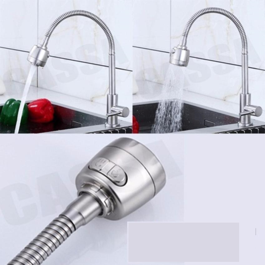 Vòi rửa chén bát LẠNH inox sus304 cần mềm lò xo quay 360 độ