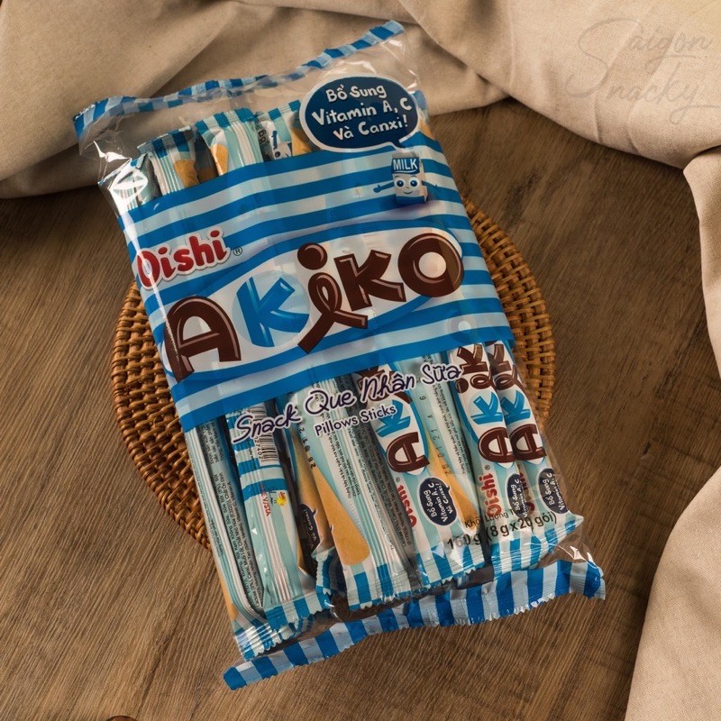 Snack Que Nhân sữa/cà phê Oishi Akiko gói 160g