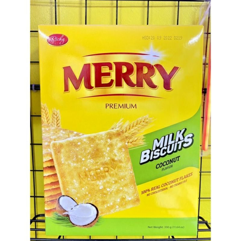 Bánh quy sữa merry vị dừa giòn tan hộp 330g(mới)