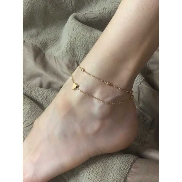 Female foot ornament summer beach new round bead chain love peach heart-shaped foot chain
