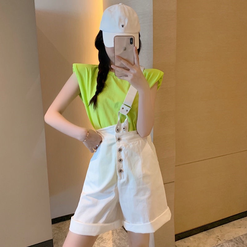 Quần Sooc Yếm Denim Dây Chéo Siêu Cá Tính
