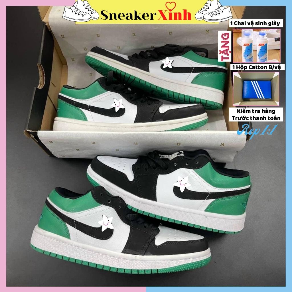 Giày jodan xanh lá cổ thấp, giày jd xanh lá trắng thấp đi học đi chơi giá rẻ SneakerXinh Store JD70