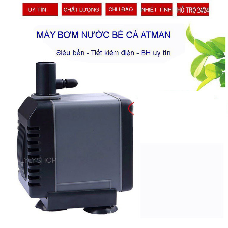 Máy Bơm Nước Bể Cá, Bơm Phun Non Bộ Atman AT306 Công Suất Lớn, Siêu Bền, Siêu Tiết Kiệm Điện Bảo Hành 12 Tháng