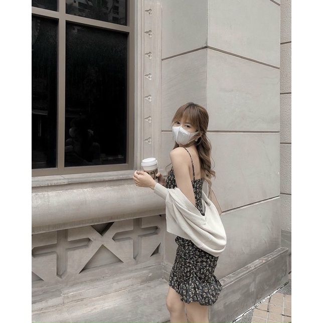 set váy hoa 2 dây kèm cardigan