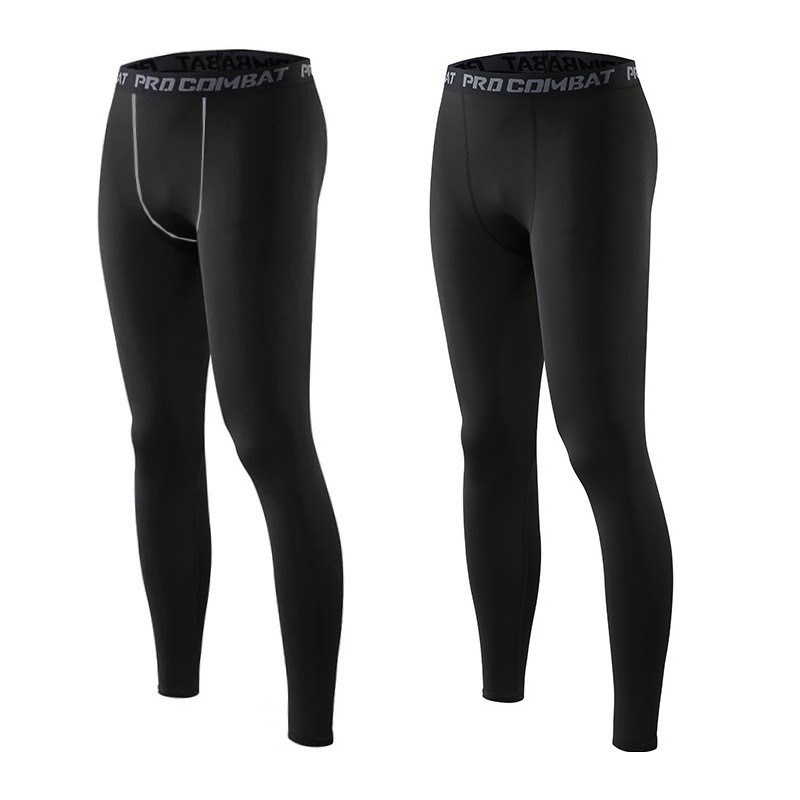 QUẦN GIỮ NHIỆT COMBAT PRO , QUẦN LEGGING TẬP GYM NAM DÁNG DÀI MÀU ĐEN