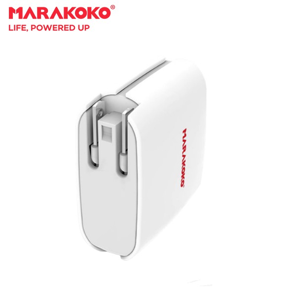 Sạc nhanh 4 cổng  Marakoko MA11 Quick charge 3.0, 1 cổng Type-C, 2 cổng sạc nhanh Smart ID, chân dẹt gấp gọn.