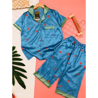 Đồ Bộ Pyjama Lụa Satin Hoạ Tiết Lửng Form Dưới 55kg