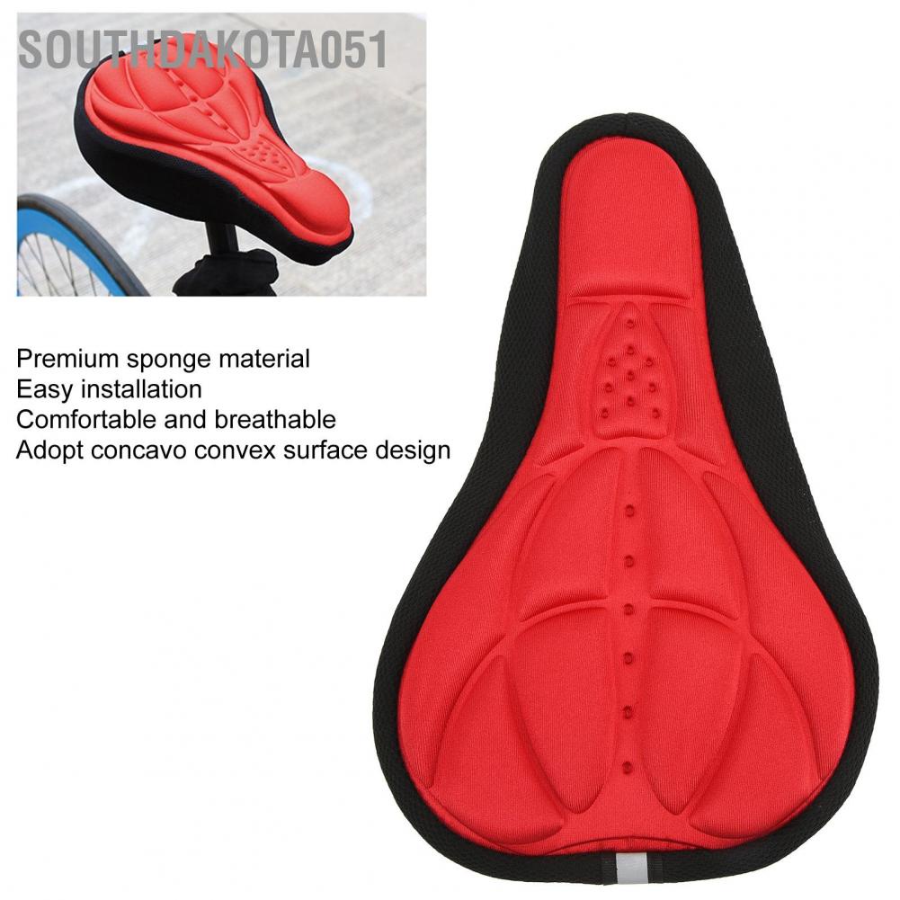 Southdakota051 Bike Seat Cover Soft Breathable Durable Sponge Easy Installation Comfortable Concavo Convex Design Cushion