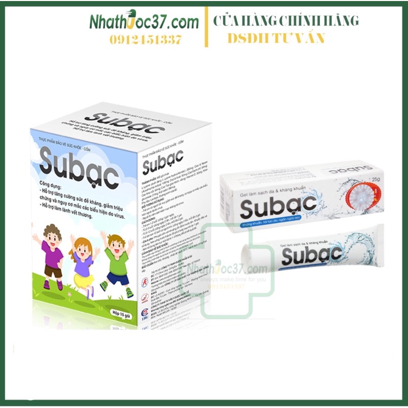 Gel Subac 25g, sát khuẩn, tái tạo da, nhanh liền sẹo. Kem Nano bạc Subac Á Âu