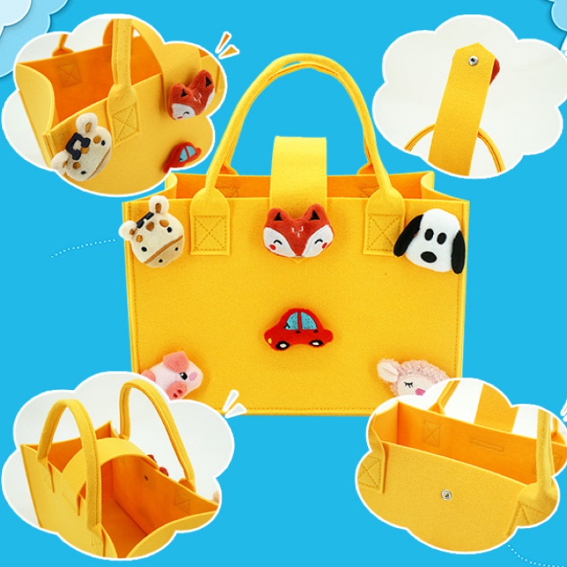 Túi tote xách tay JASMIN NOIR bằng vải nỉ hình hộp dễ thương tùy chọn màu sắc thời trang dành cho nữ