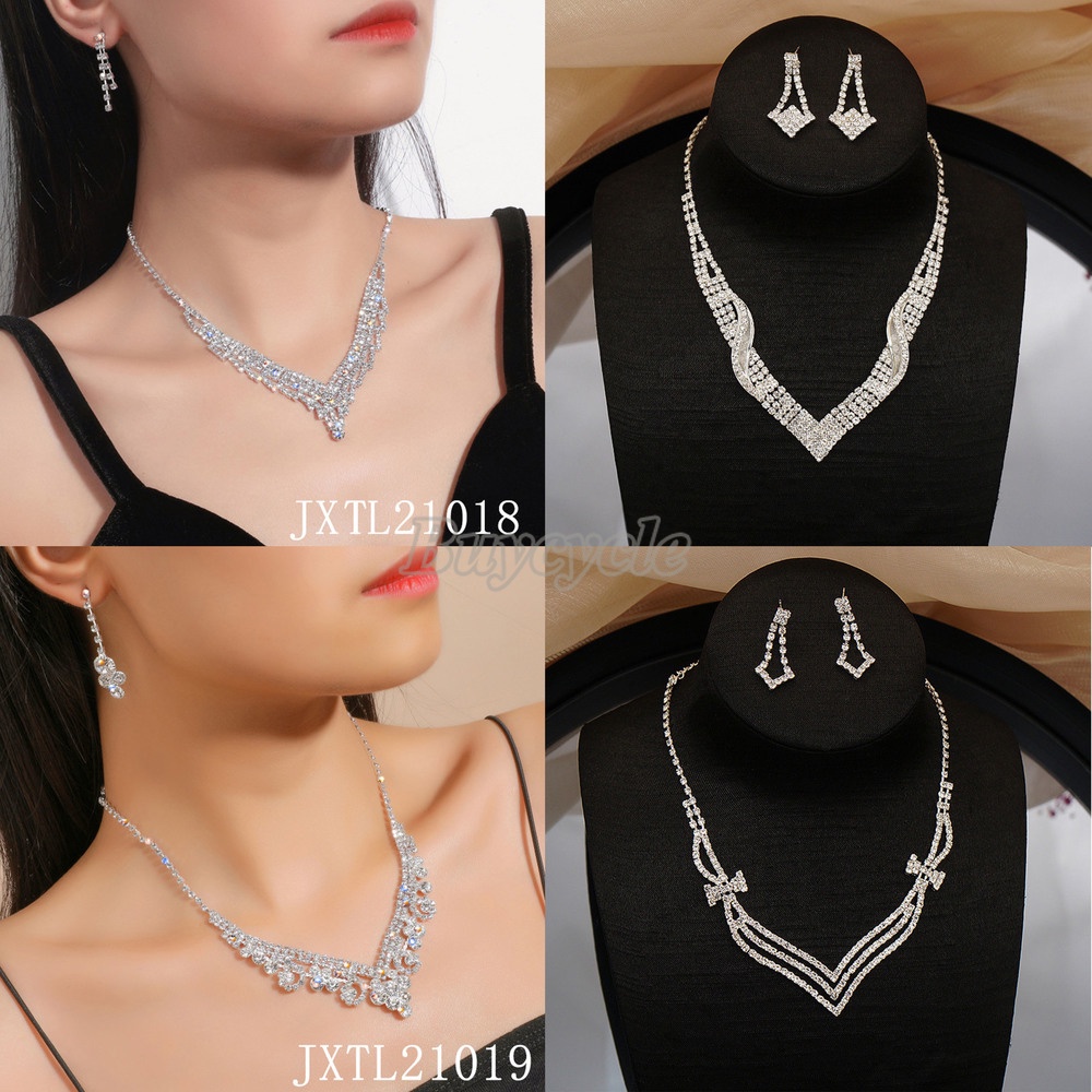 Bộ Vòng cổ + Bông Tai ĐíNh Đá LấP LáNh ĐộC ĐáO