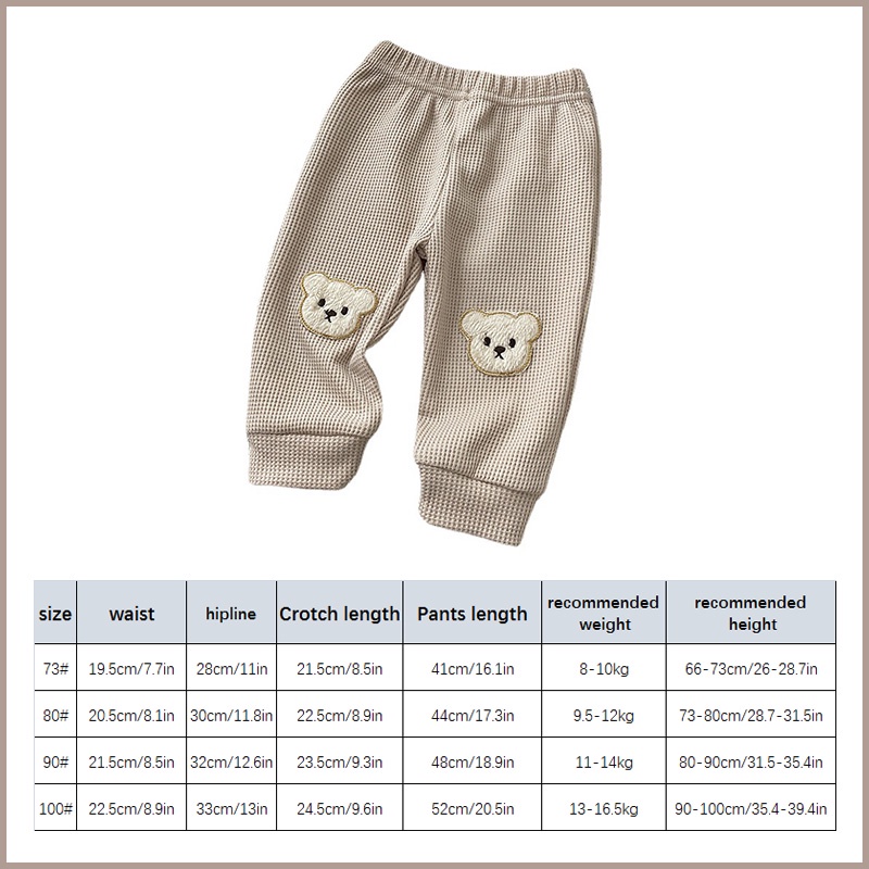 Quần cotton mềm co giãn thêu hình gấu hoạt hình dễ thương cho bé