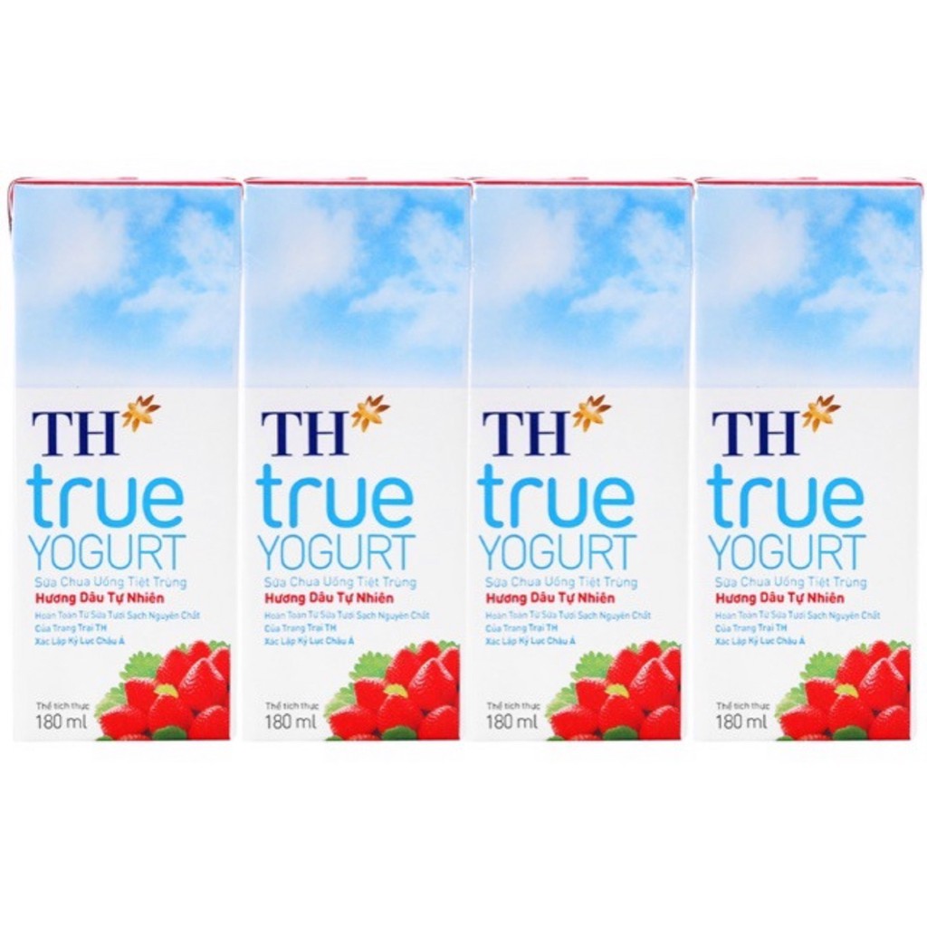 Thùng 48 hộp 180ml Sữa chua uống tiệt trùng TH True Yogurt ( Cam, Dâu, Việt Quất)