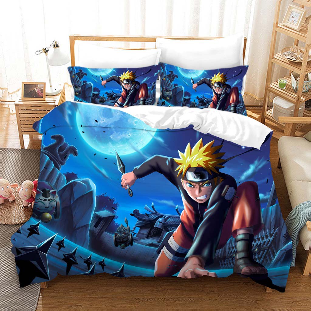 Bộ Chăn Ga Và Vỏ Gối 3 Trong 1 Họa Tiết Hoạt Hình NARUTO