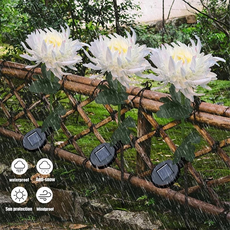 Đèn LED kiểu hoa cúc dùng năng lượng mặt trời chống thấm nước trang trí ngoài trời