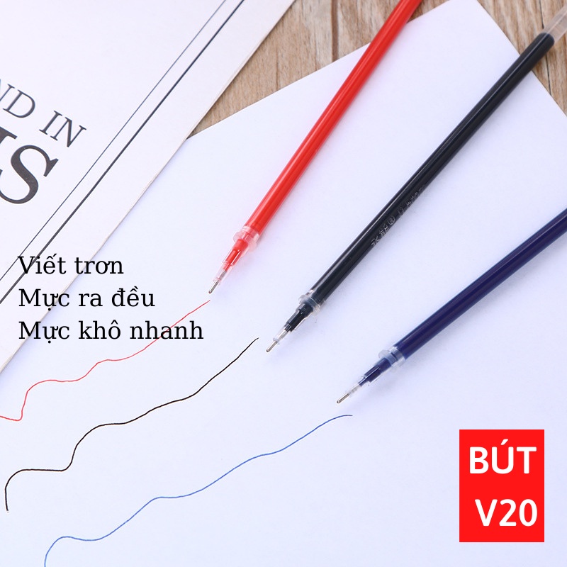 Bút Bi Gel Mực Nước Bút Gel Thay Ngòi Tiện Lợi Có 3 Màu Xanh Đen Đỏ Ngòi 0.5mm VTL SHOP