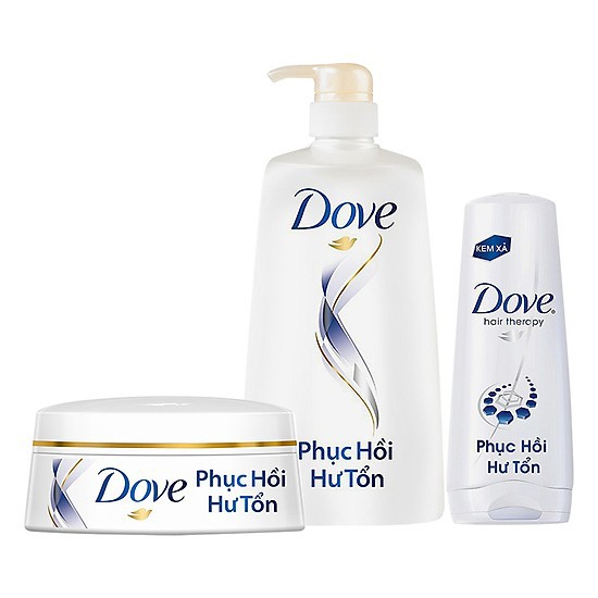 Combo Dầu Gội Dove Phục Hồi Hư Tổn  (650g) + Kem Xả Dove Phục Hồi Hư Tổn (170g) + Kem Ủ Dove Phục Hồ