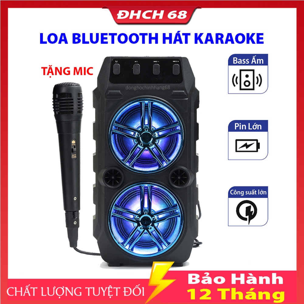 Loa Bluetooth Hát Karaoke Tặng Kèm Mic Nghe Nhạc Cực Đã Âm Bass Cực Mạnh