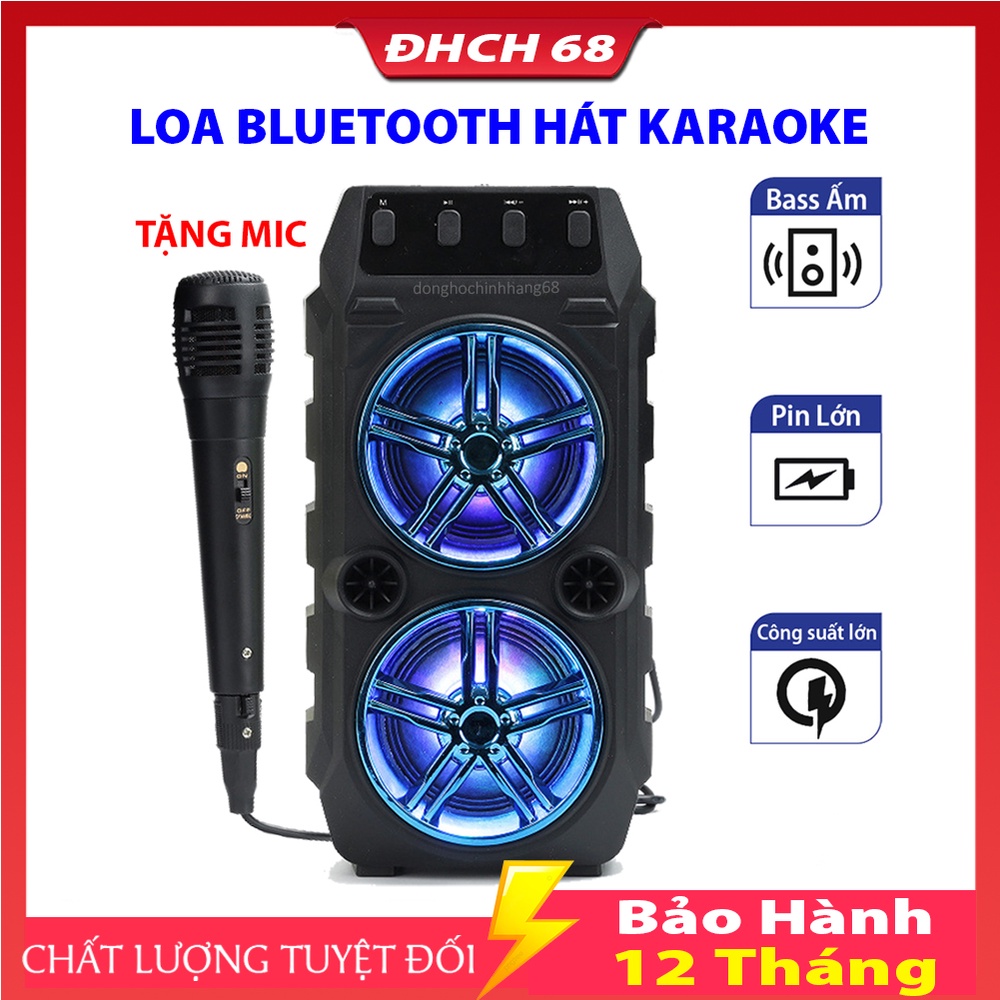 Loa Bluetooth Hát Karaoke Tặng Kèm Mic Hát Hay Nghe Nhạc Cực Đã Âm Bass Cực Mạnh Loa Bluetooth Mini Bảo Hành 1 Năm