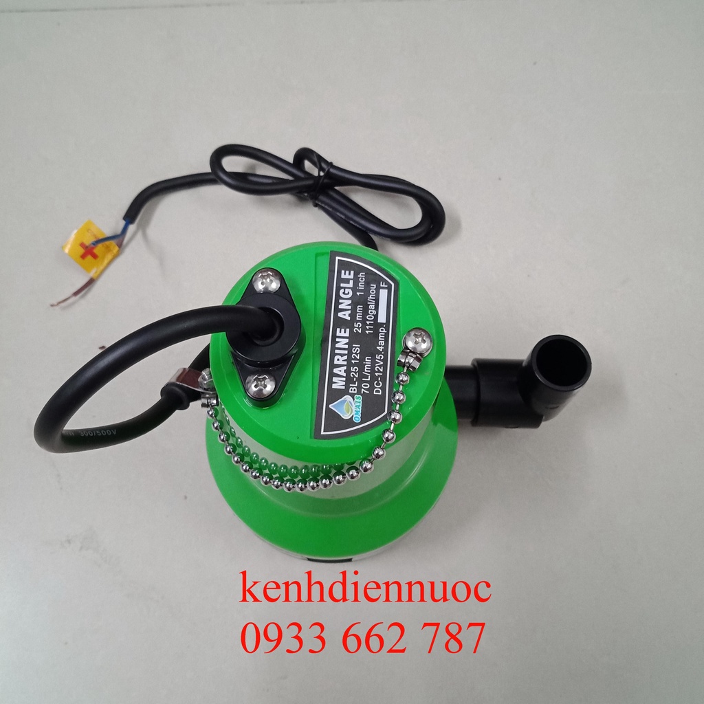 Máy bơm chìm 12V/65W, 70 lít/phút, có adapter dùng điện 220V