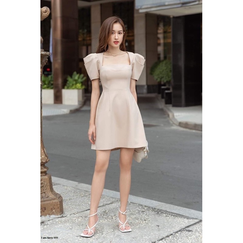 Đầm chữ A tôn dáng tay phồng xếp ly Dưa Gang Store GG04 nhiều màu | BigBuy360 - bigbuy360.vn