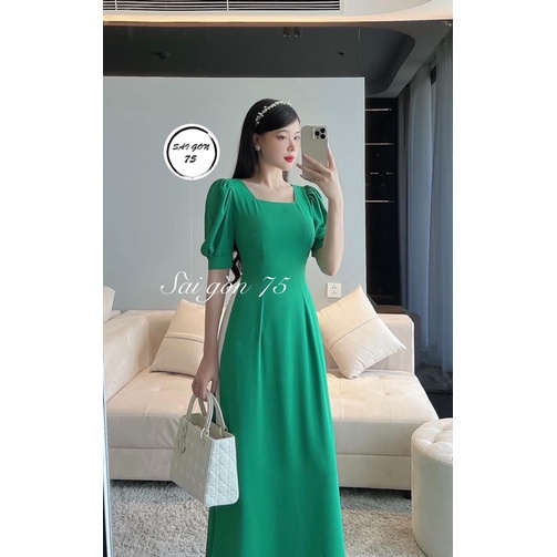 Áo Dài lụa cổ U tay bồng ngắn nhiều màu