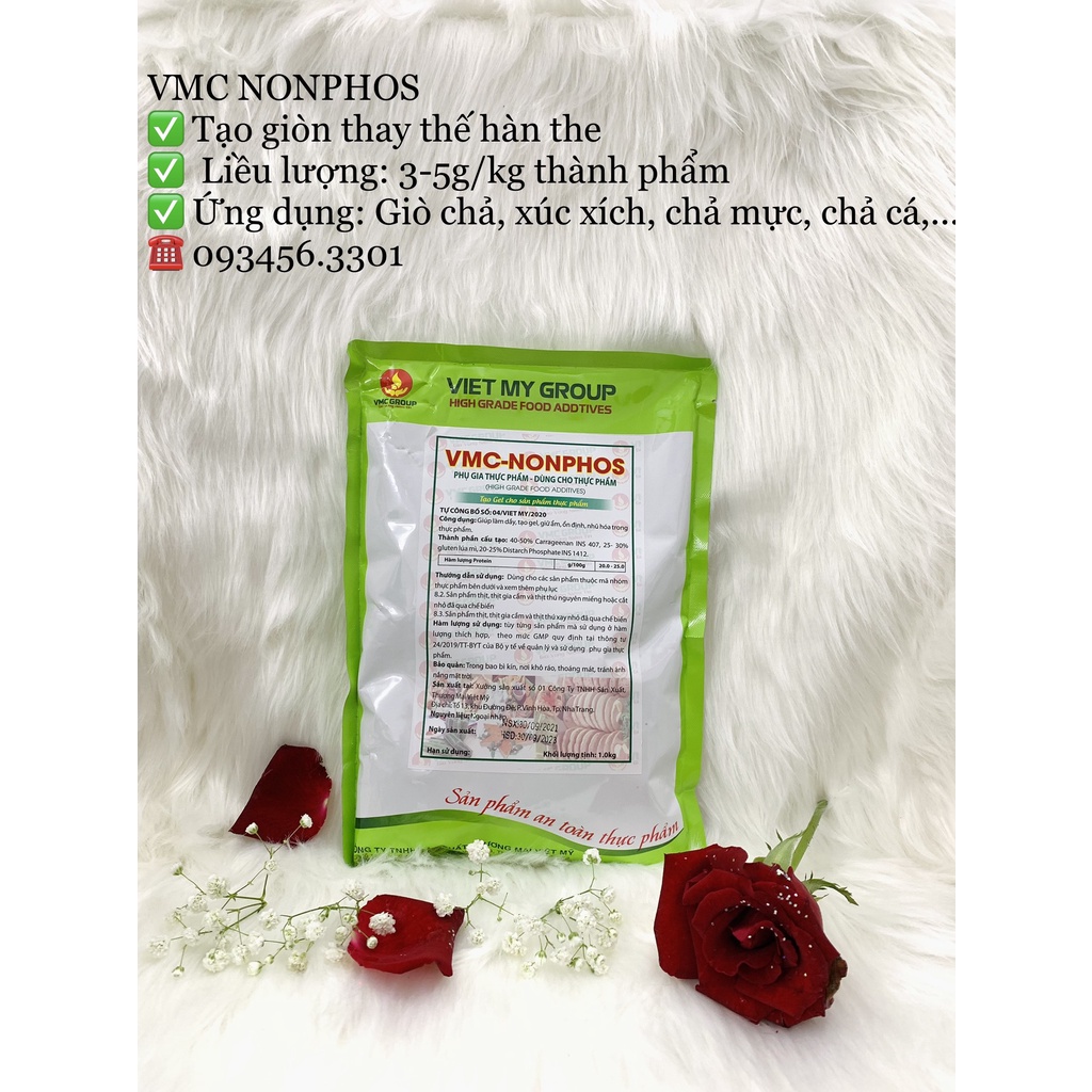 Phụ gia tạo giòn sần sật cho giò chả VMC Nonphos-Gói tách lẻ 500g