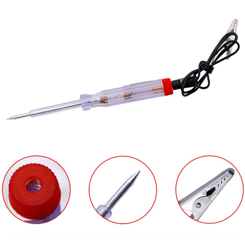 Bút thử điện trong suốt 6V-24V kèm kẹp cá sấu chuyên dụng cho xe hơi xe máy