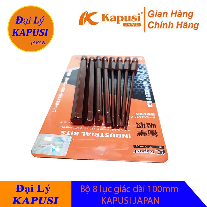 Bộ 8 lục giác cho máy khoan, máy bắn vít dài 100mm KAPUSI JAPAN