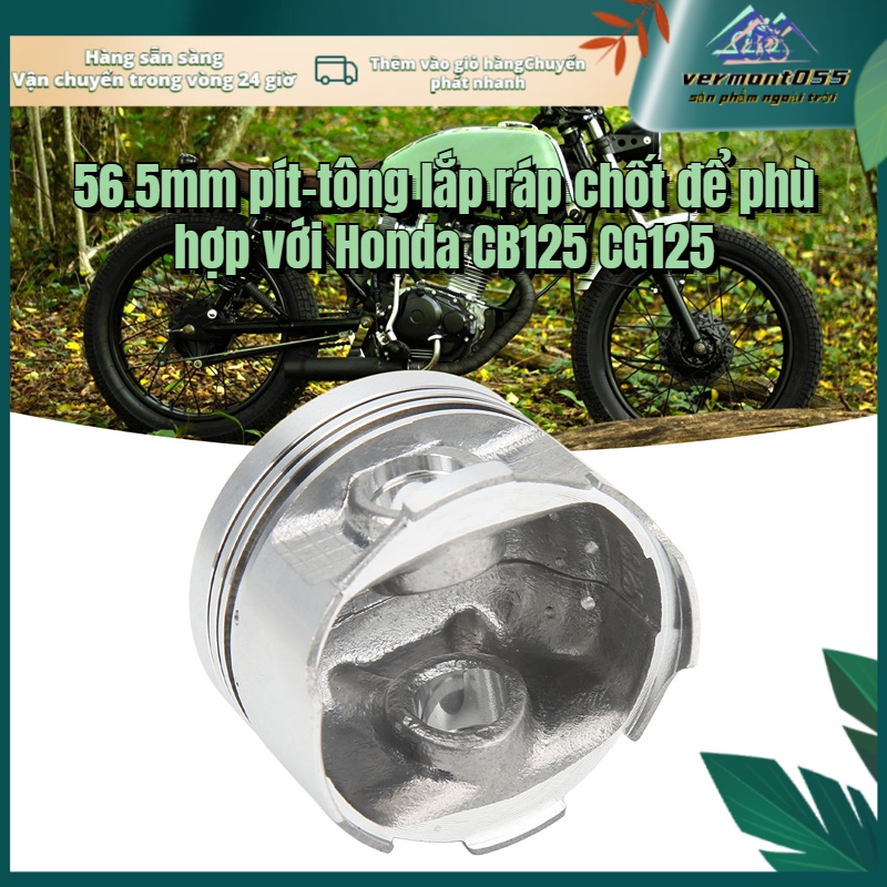 Có thể bán buôn Vòng Piston dành cho xe máy Pin Kit Đường kính 56 5mm Độ chính xác cao Thay thế CB125 CG125 Vermont055 Hàng giao ngay